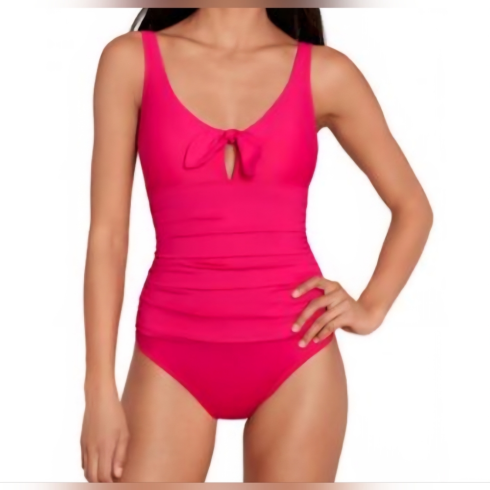 Lauren Ralph Lauren Front-Tie One-Piece Swimsuit - Orchid